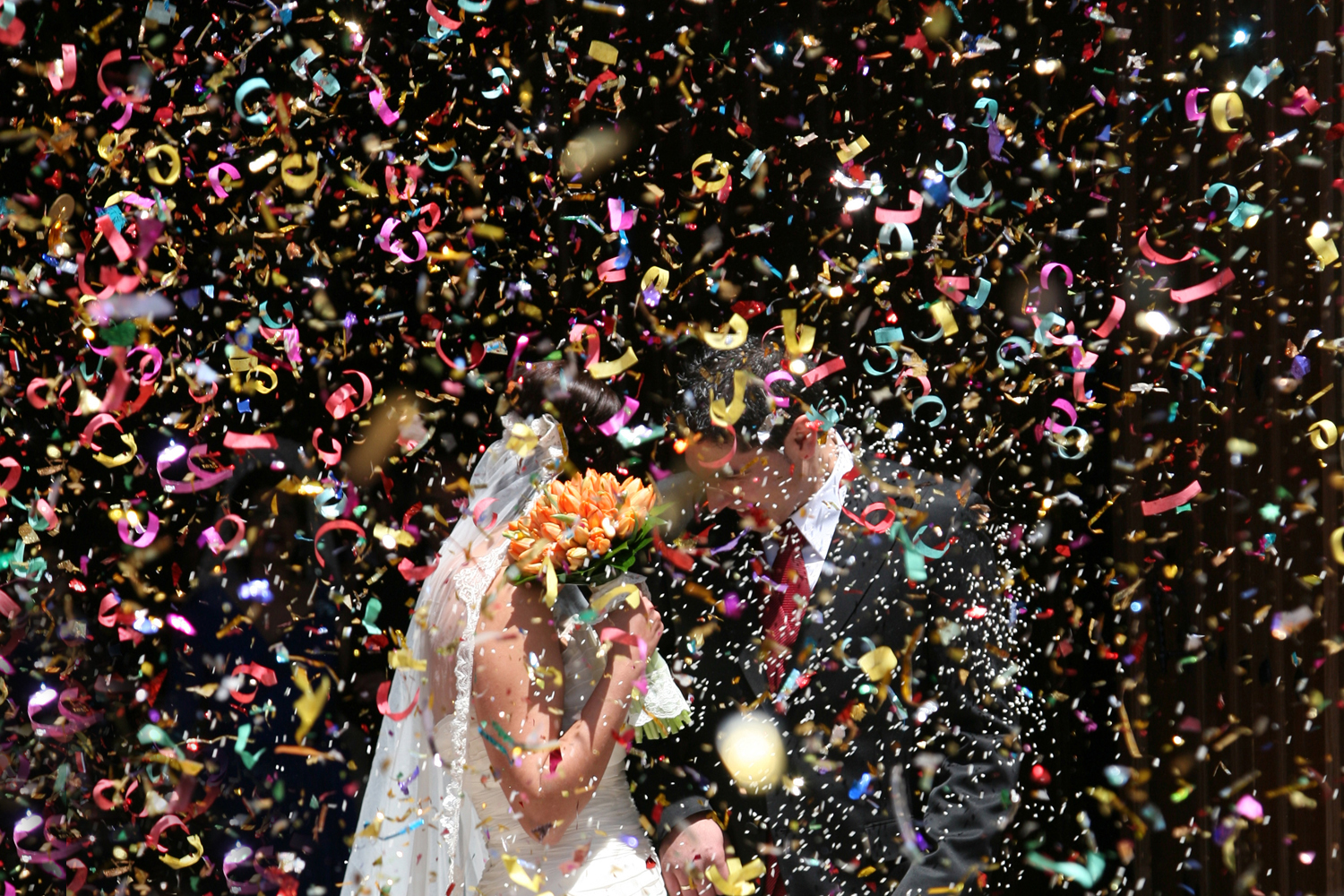 Confetti During a Wedding Exit image